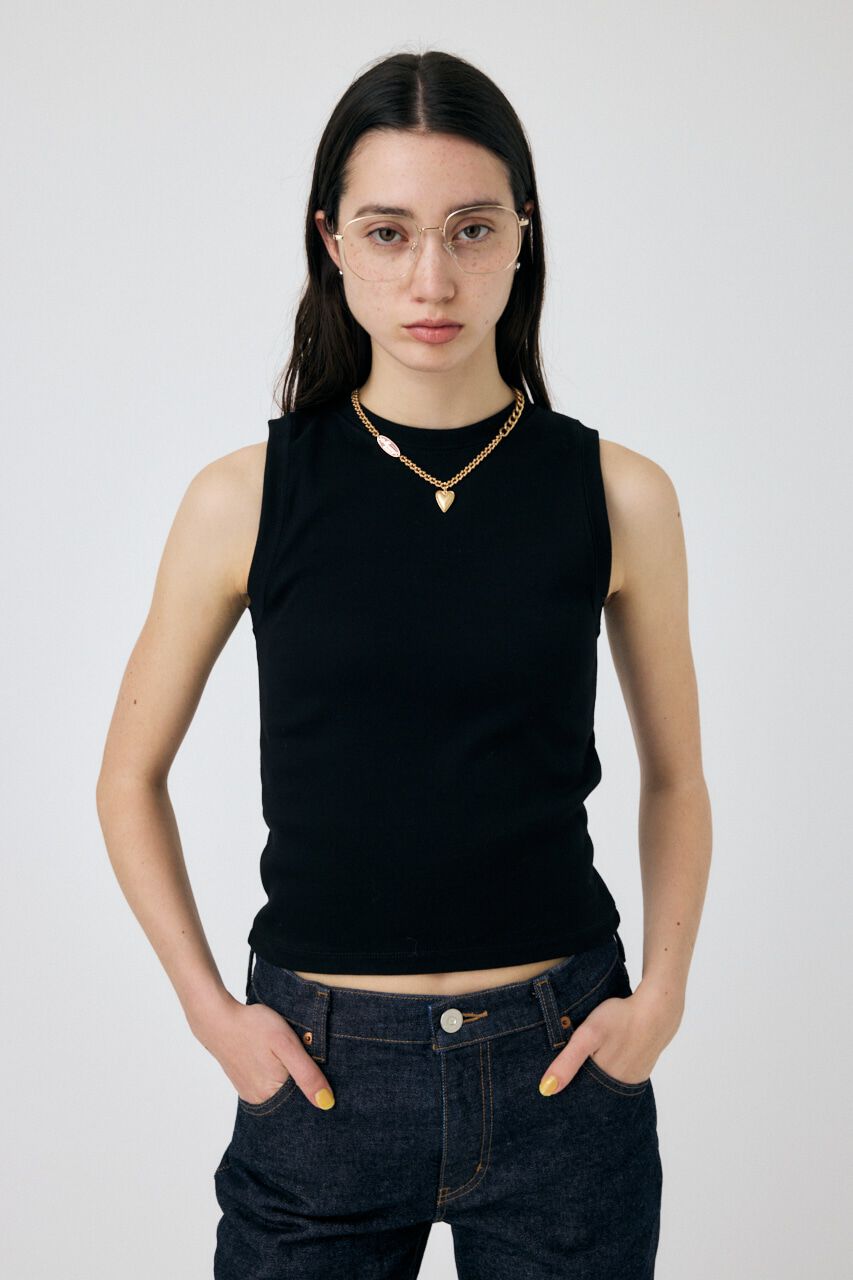 MOUSSY「SUVIN GIZA SLEEVELESS トップス」|タンクトップ|BLK