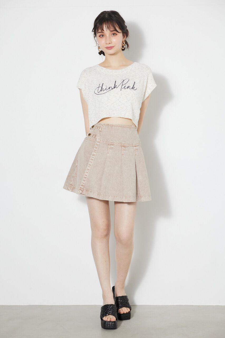 rienda「クロップドメッセージKnit TOP」|タンクトップ|