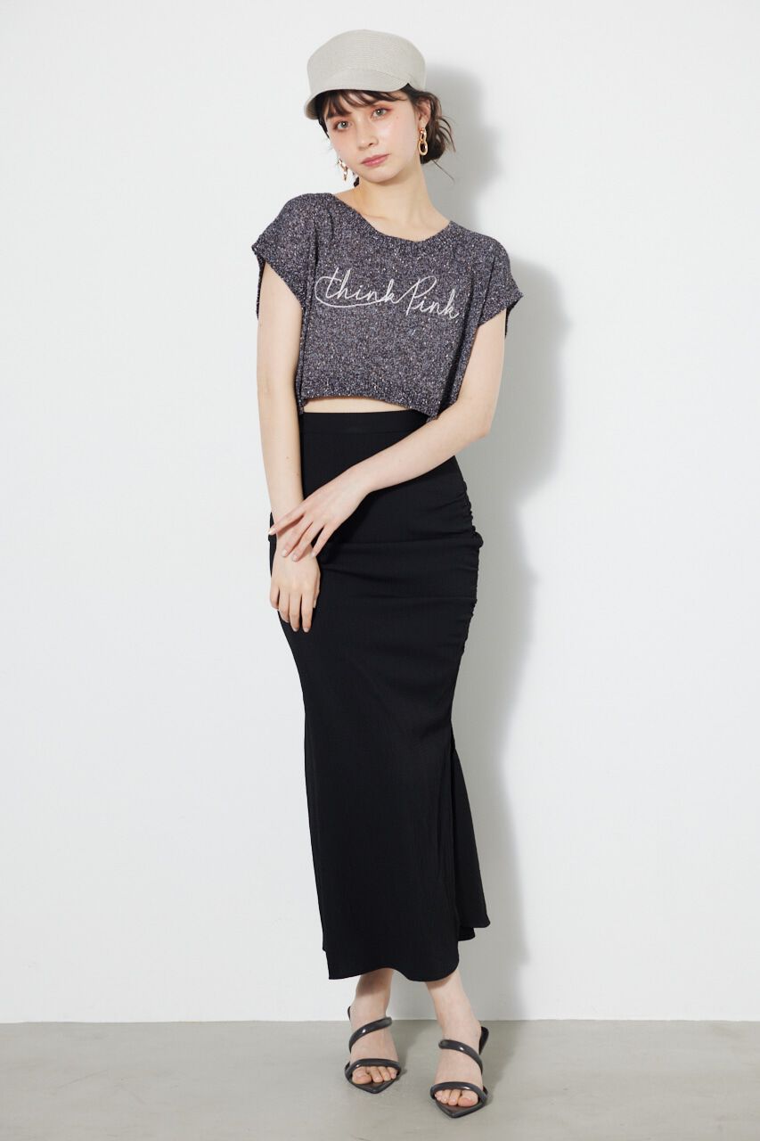 rienda「クロップドメッセージKnit TOP」|タンクトップ|