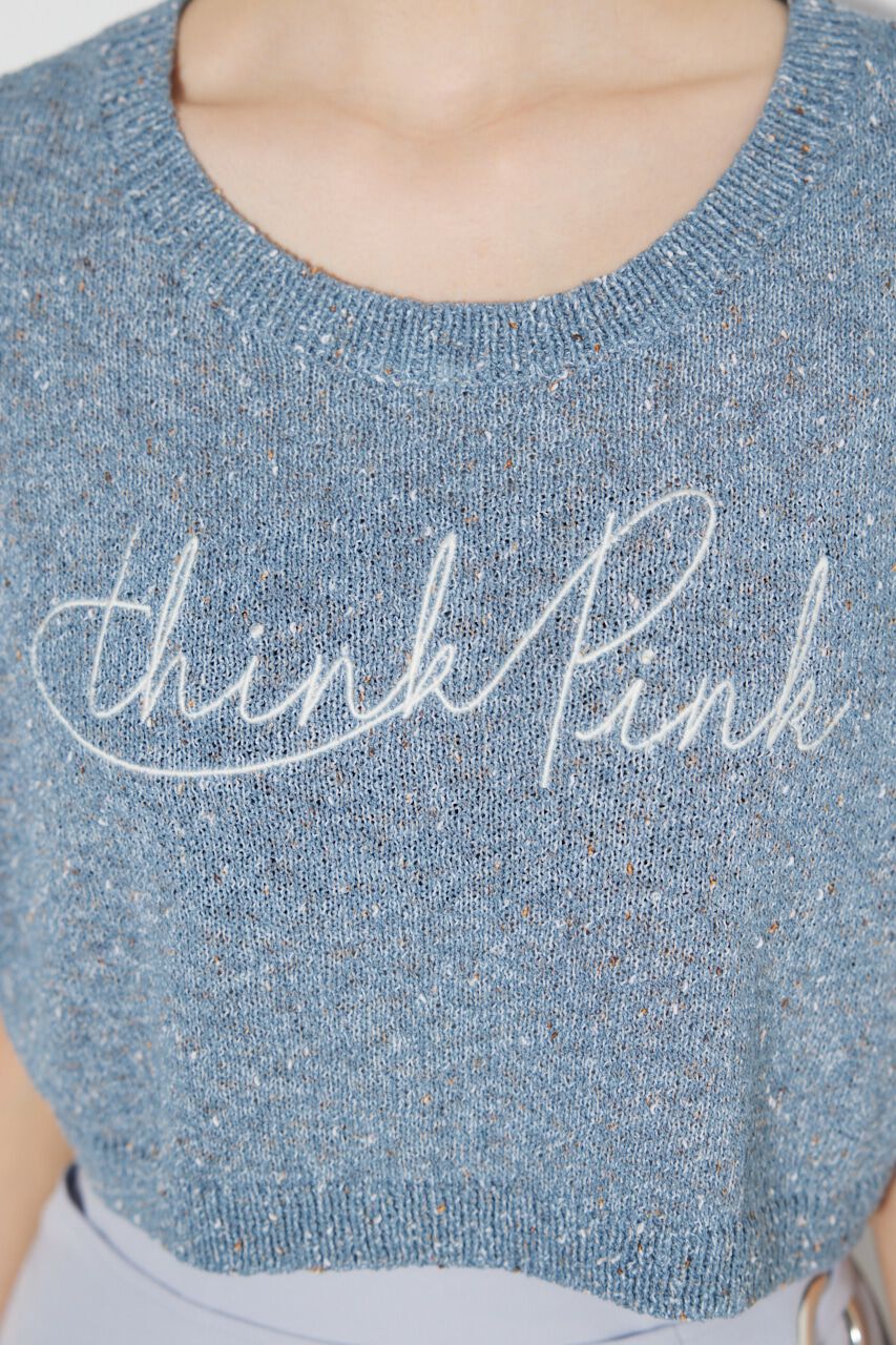 rienda「クロップドメッセージKnit TOP」|タンクトップ|