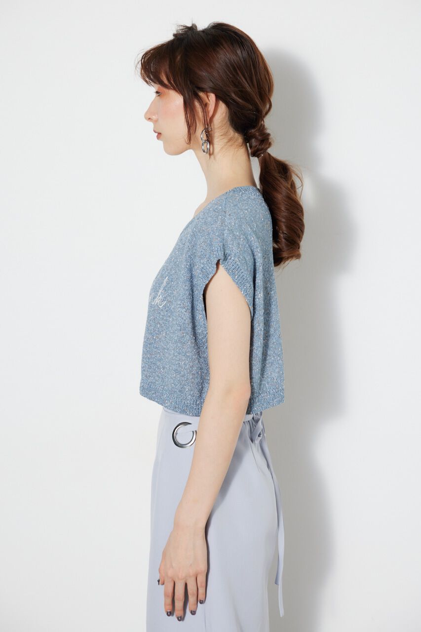 rienda「クロップドメッセージKnit TOP」|タンクトップ|