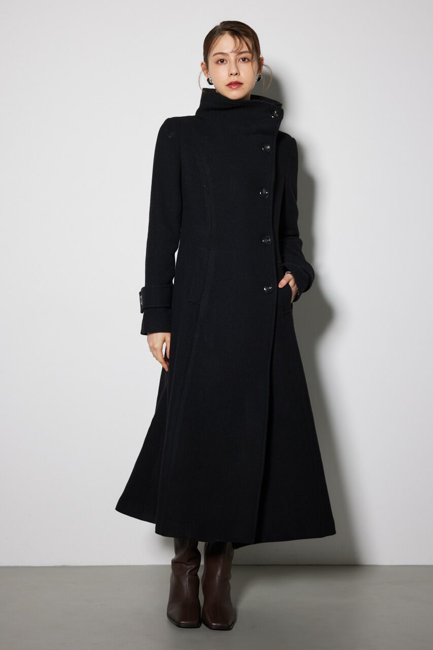 rienda「オーバーネックシンデレララインコート」|その他|BLK