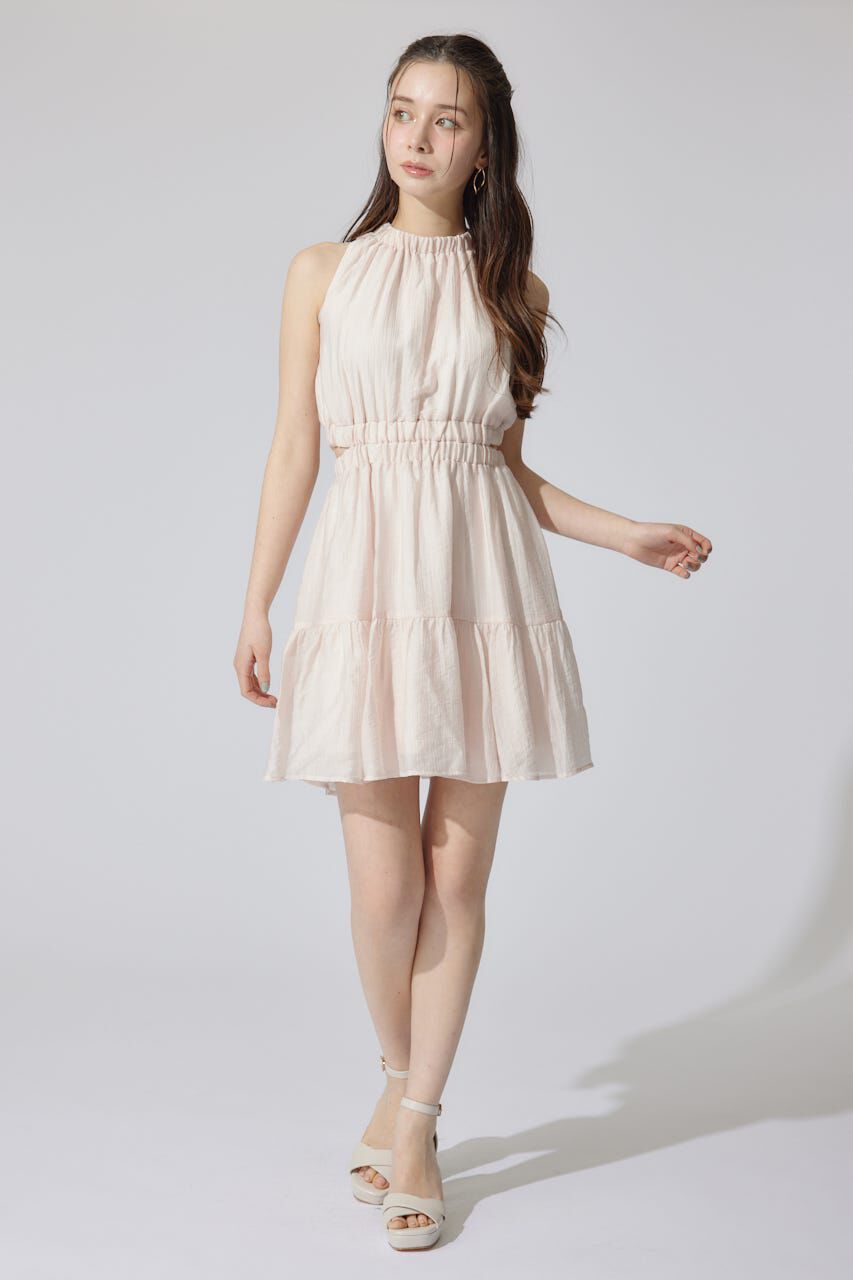 rienda「ホルターネックギャザーミニフレアワンピース」|ワンピース|