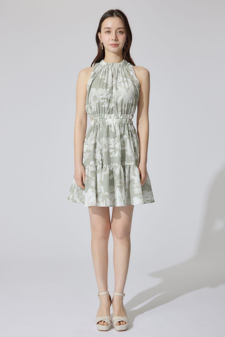 rienda「ホルターネックギャザーミニフレアワンピース」|ワンピース|