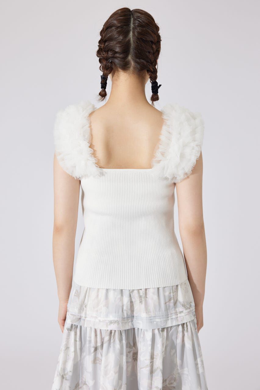 rienda「ショルダーチュールコンビニットトップス」|タンクトップ|