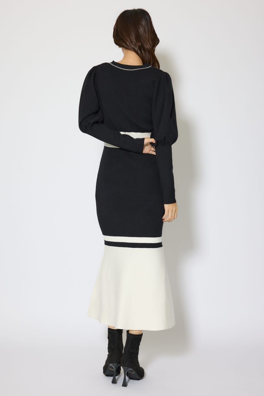 rienda「バイカラーカーデセットニットワンピース」|ワンピース|