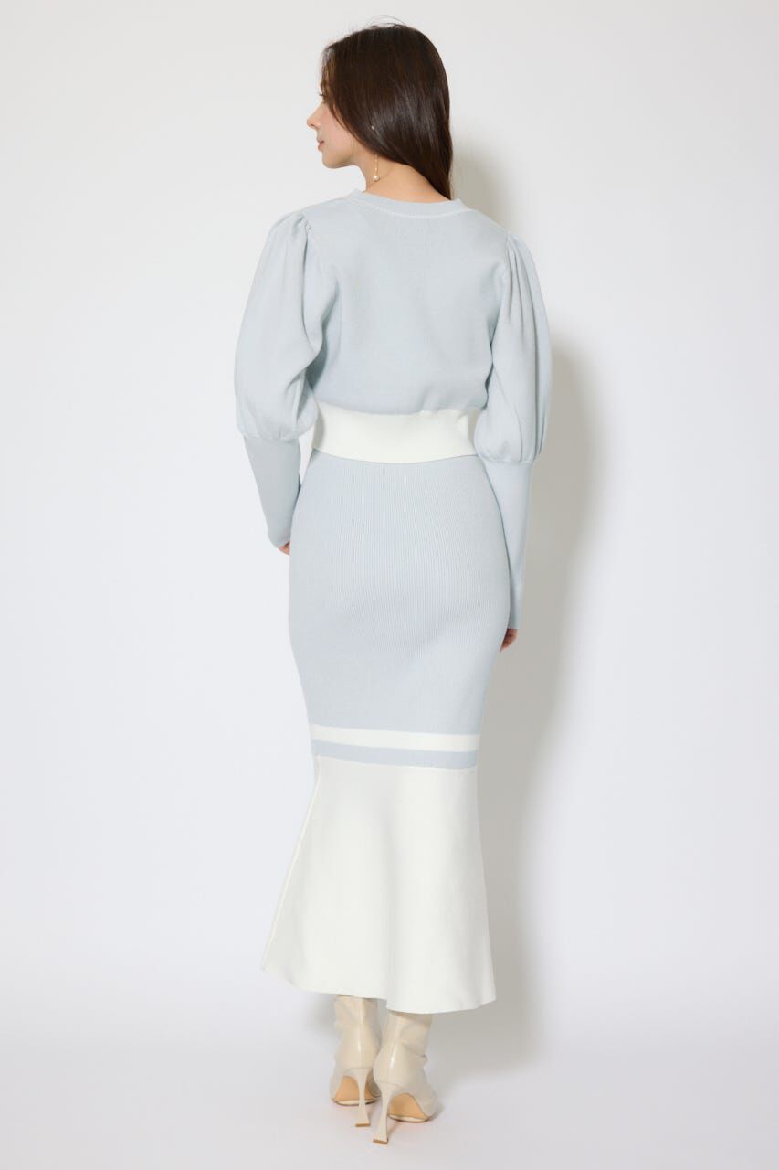 rienda「バイカラーカーデセットニットワンピース」|ワンピース|