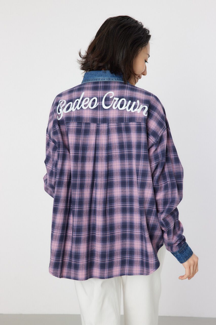 RODEO CROWNS「デニムドッキングチェックシャツ」|シャツ・ブラウス|
