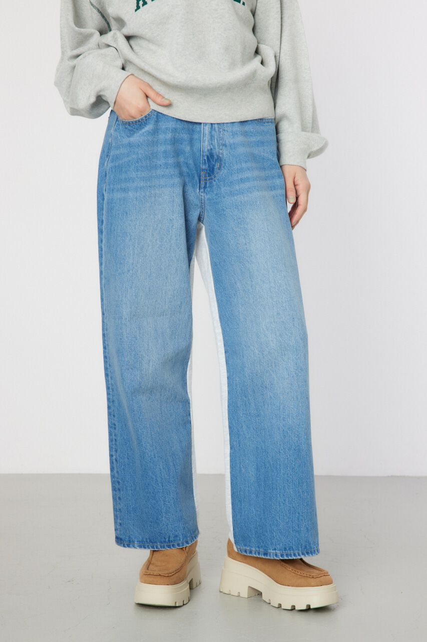 RODEO CROWNS「デニムコンビワイドパンツ」|デニム|BLU