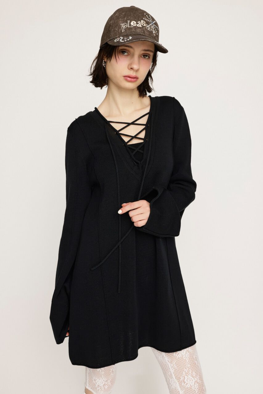 SLY「V／N LACE UP KNIT ワンピース」|ワンピース|