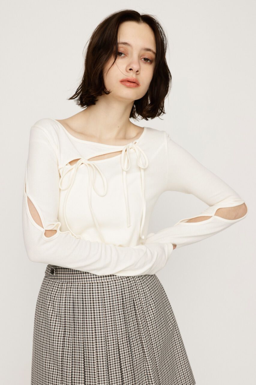 SLY「CUT OUT RIBBON トップス」|Tシャツ・カットソー|IVOY3