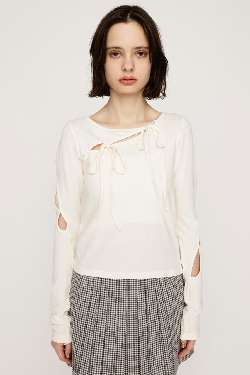 SLY「CUT OUT RIBBON トップス」|Tシャツ・カットソー|
