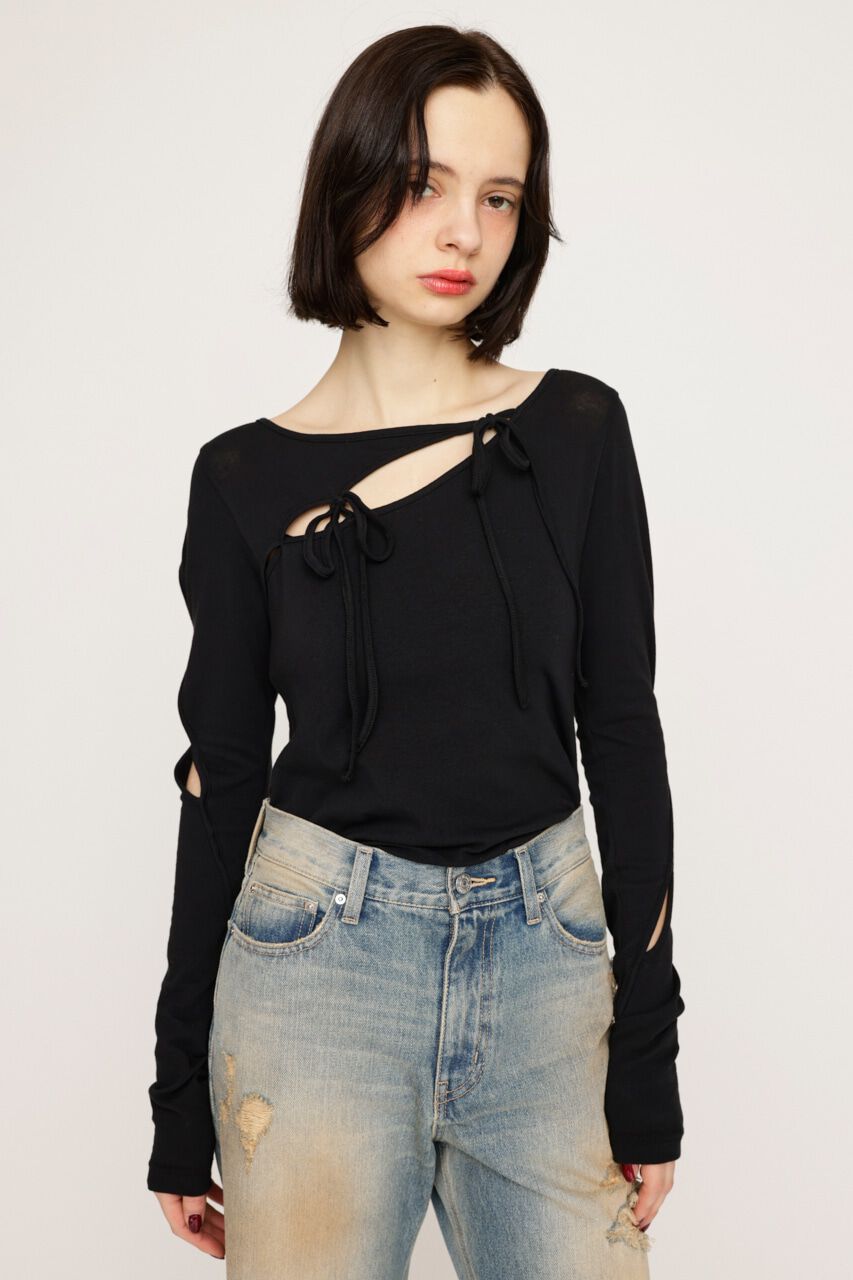 SLY「CUT OUT RIBBON トップス」|Tシャツ・カットソー|