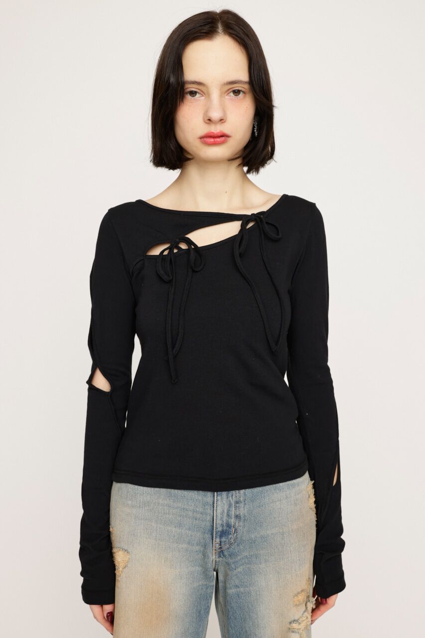SLY「CUT OUT RIBBON トップス」|Tシャツ・カットソー|