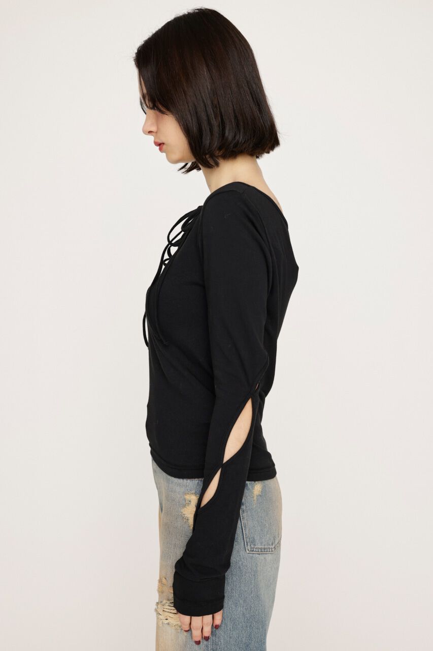 SLY「CUT OUT RIBBON トップス」|Tシャツ・カットソー|