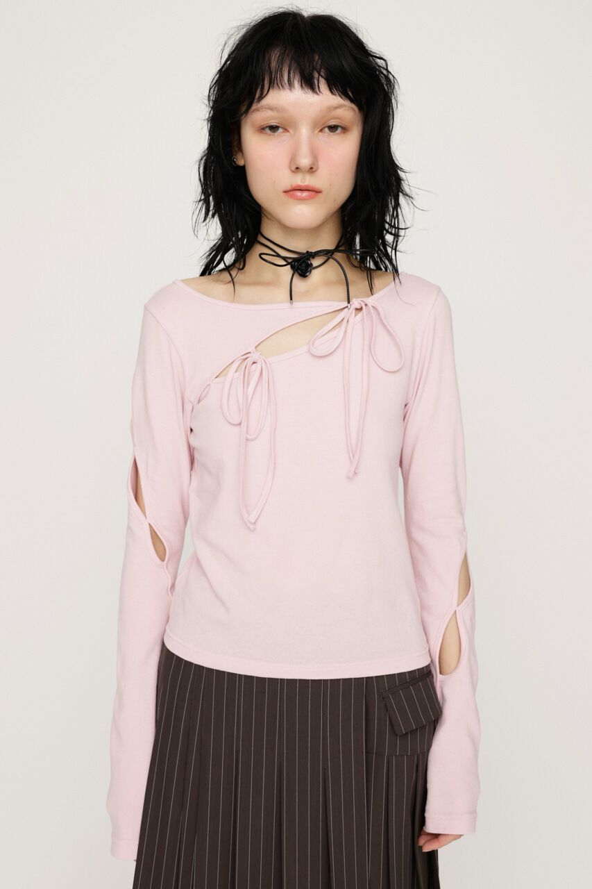 SLY「CUT OUT RIBBON トップス」|Tシャツ・カットソー|
