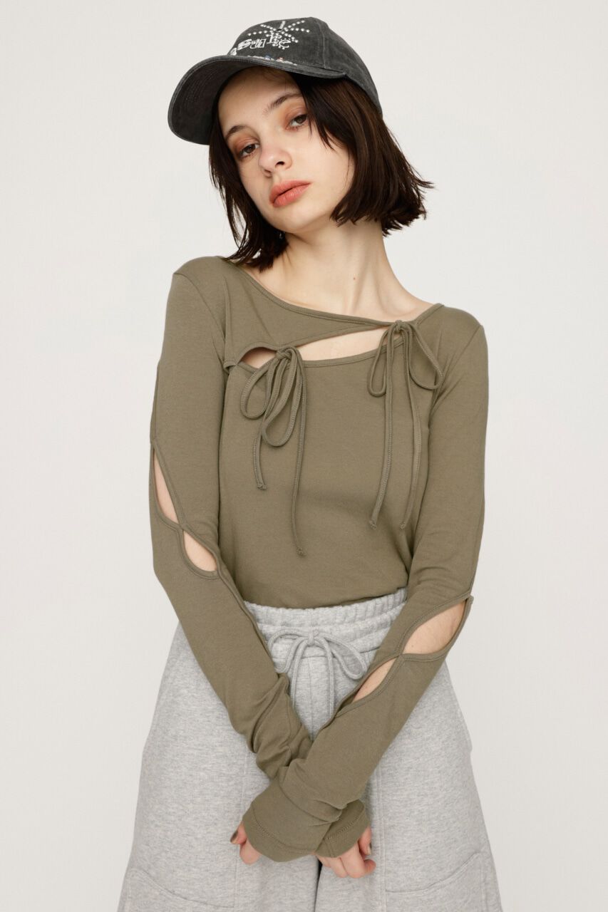 SLY「CUT OUT RIBBON トップス」|Tシャツ・カットソー|KHA