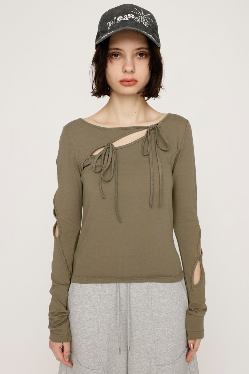 SLY「CUT OUT RIBBON トップス」|Tシャツ・カットソー|