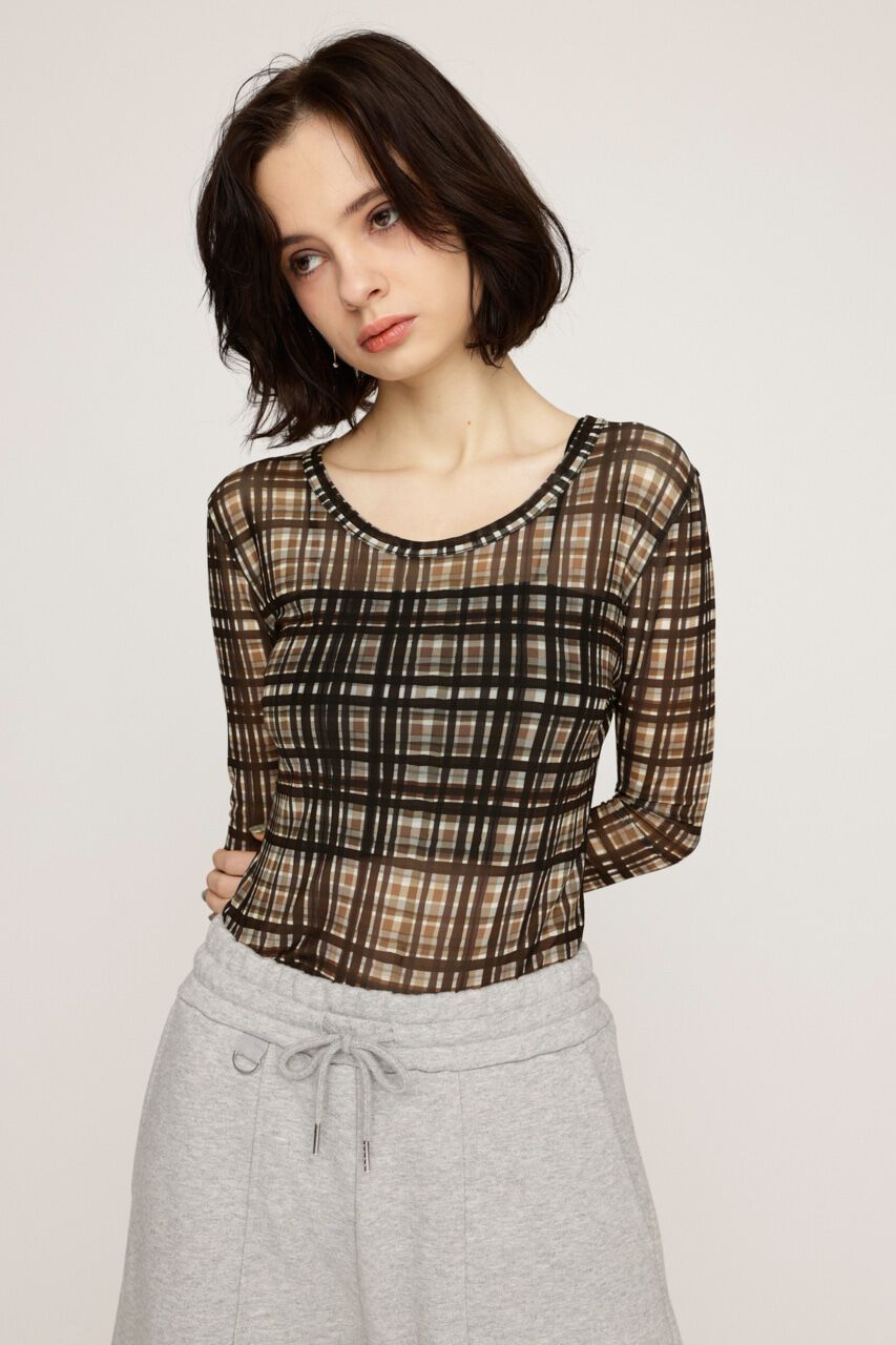 SLY「BLUSH MULTI CHECK トップス」|Tシャツ・カットソー|