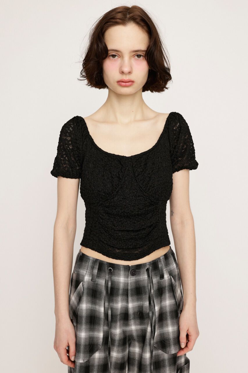 SLY「PUFF SLEEVE GATHER CUT トップス」|Tシャツ・カットソー|
