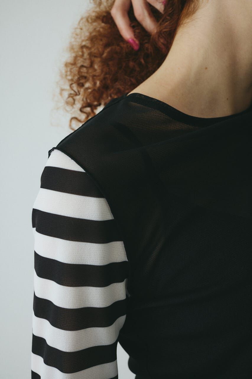 HeRIN.CYE「Border sleeve mesh inner tops」|Tシャツ・カットソー|