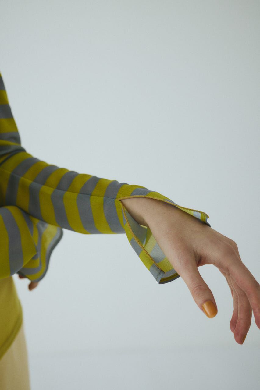 HeRIN.CYE「Border sleeve mesh inner tops」|Tシャツ・カットソー|