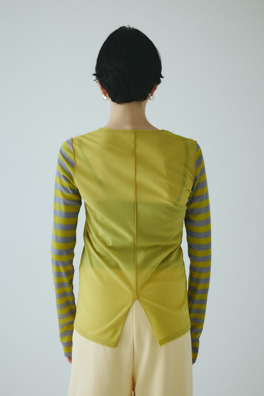 HeRIN.CYE「Border sleeve mesh inner tops」|Tシャツ・カットソー|