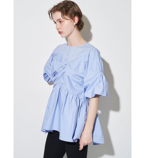 ELENDEEK「GATHER BALLOON PEPLUM BL」|シャツ・ブラウス|アイスブルー