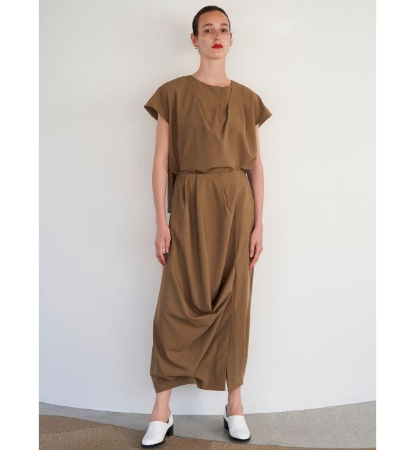 ELENDEEK「ASYME DRAPE SK」|スカート|カーキ