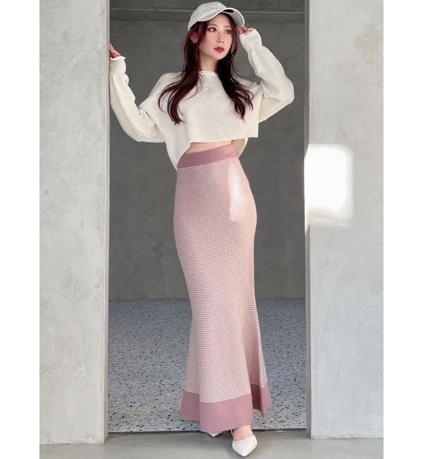 RESEXXY「ハウンドトゥースマーメイドニットスカート」|スカート|