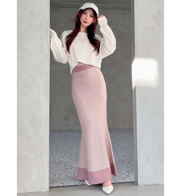 RESEXXY「ハウンドトゥースマーメイドニットスカート」|スカート|