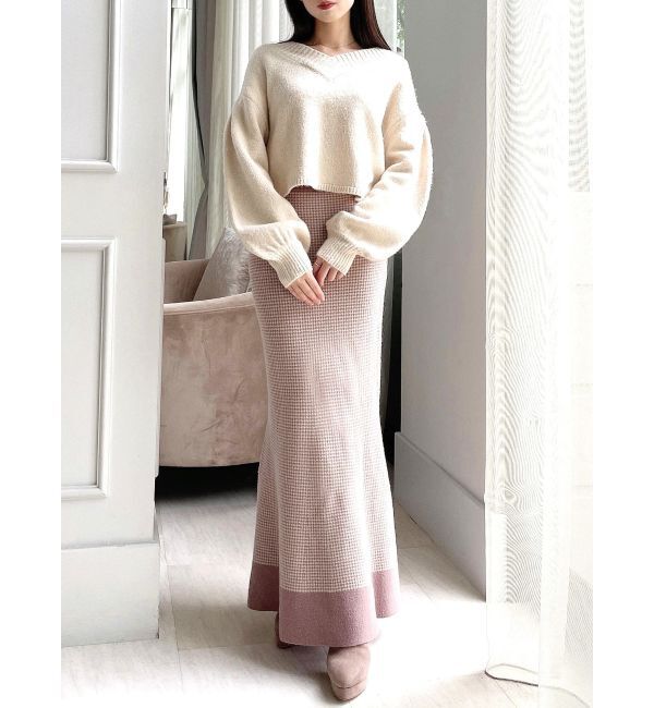 RESEXXY「ハウンドトゥースマーメイドニットスカート」|スカート|
