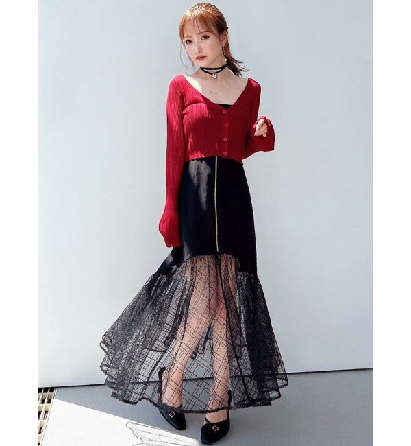 RESEXXY「スパンコールチュールZIPフレアスカート」|スカート|