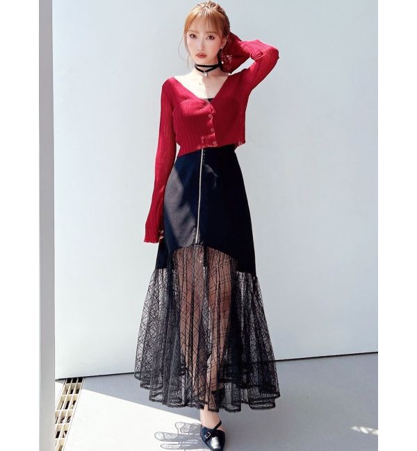 RESEXXY「スパンコールチュールZIPフレアスカート」|スカート|