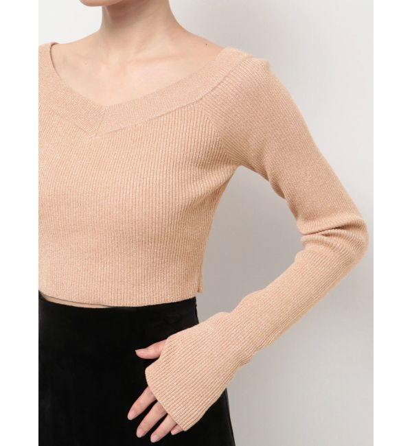 RESEXXY「グリッタークロップドルーズニットトップス」|ニット・セーター|