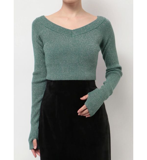 RESEXXY「グリッタークロップドルーズニットトップス」|ニット・セーター|