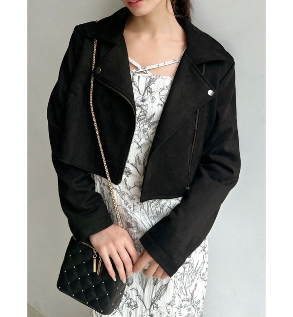 RESEXXY「フェイクスエードライダーズジャケット」|ライダースジャケット|ブラック