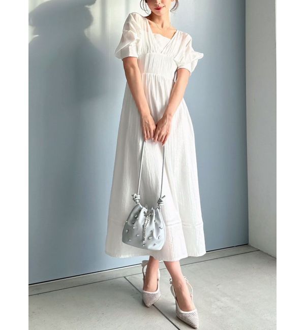 RESEXXY「レーストリムフレアワンピース」|ワンピース|ホワイト