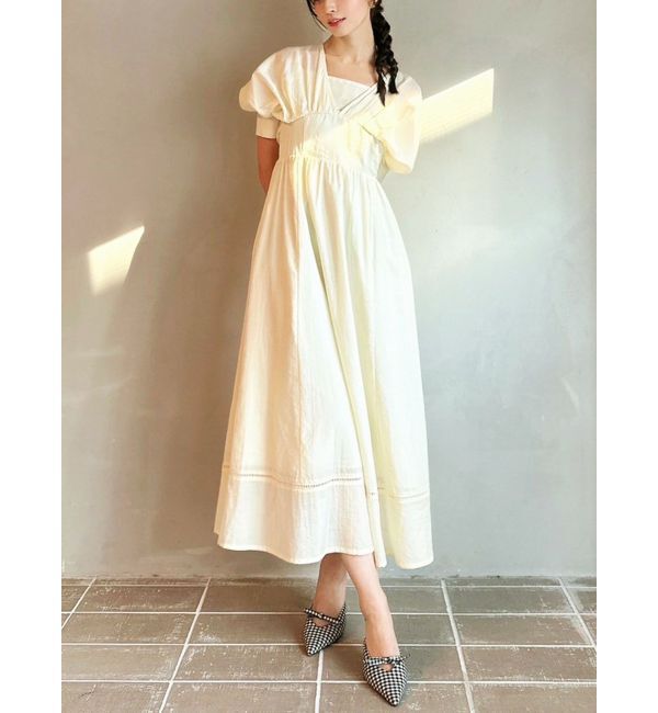 RESEXXY「レーストリムフレアワンピース」|ワンピース|イエロー
