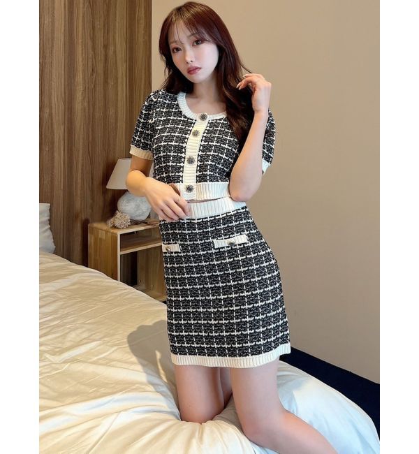 RESEXXY「バイカラーニットミニスカート【セットアップ着用可能】」|スカート|