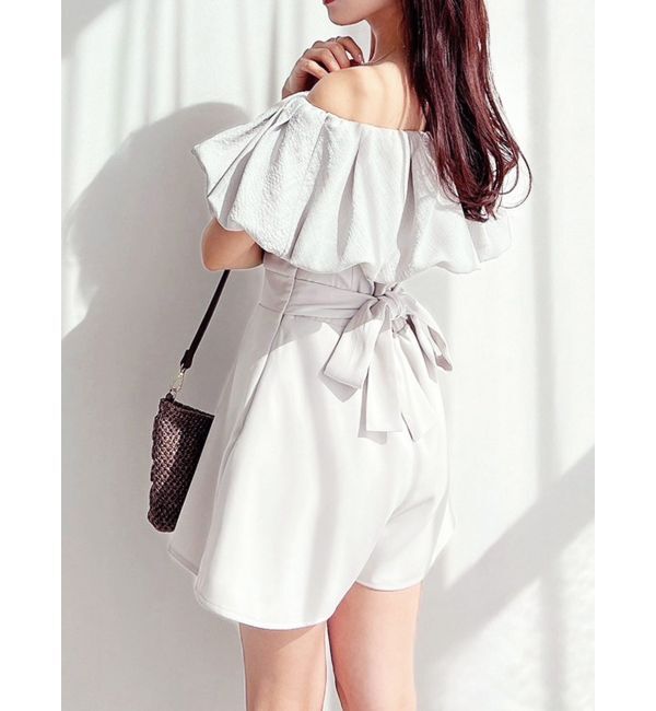 RESEXXY「バルーンオフショルショートコンビネゾン」|オールインワン|ブルー