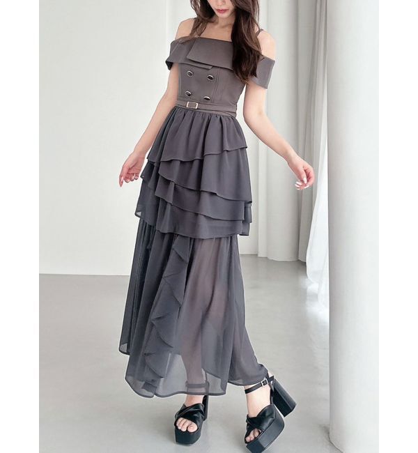 RESEXXY「2Wayオフショルドッキングワンピース」|ワンピース|チャコールグレー