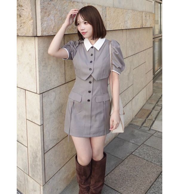 dazzlin「ジャケットライクレイヤードミニワンピース」|ワンピース|