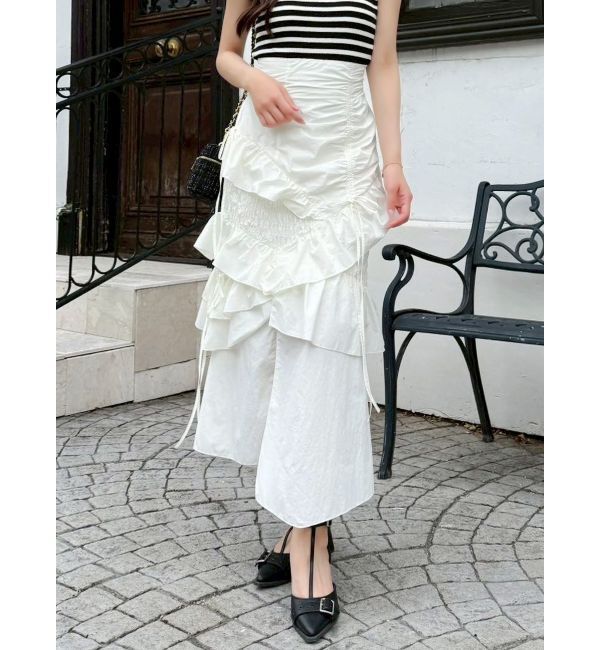 dazzlin「ランダムフリルギャザースカート」|スカート|オフホワイト