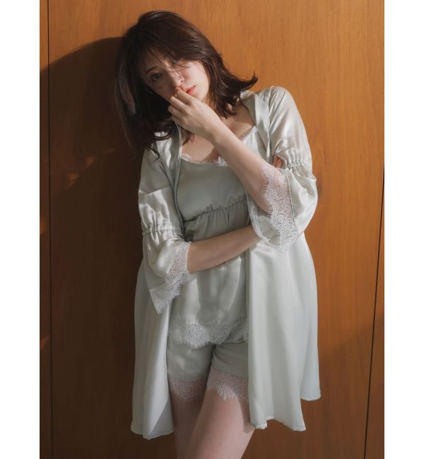 dazzlin「【吉田朱里】シルクフードヘアカバーガウン」|ルームウェア|