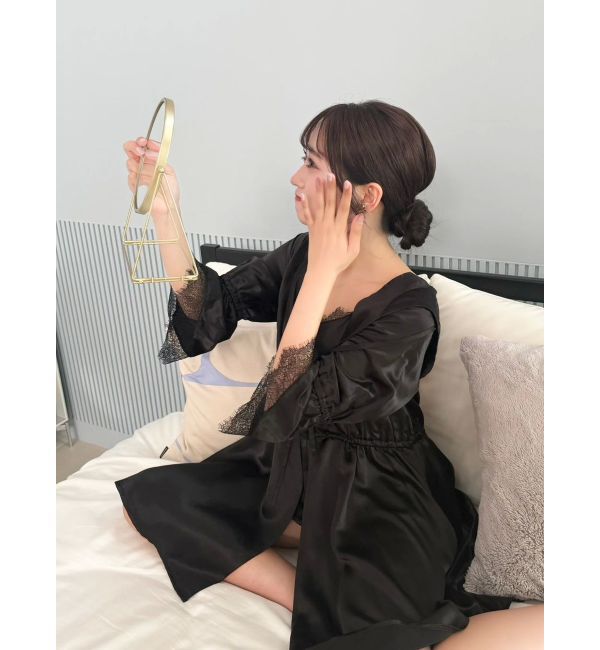 dazzlin「【吉田朱里】シルクフードヘアカバーガウン」|ルームウェア|