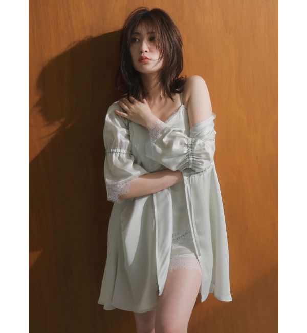dazzlin「【吉田朱里】シルクフードヘアカバーガウン」|ルームウェア|グレー