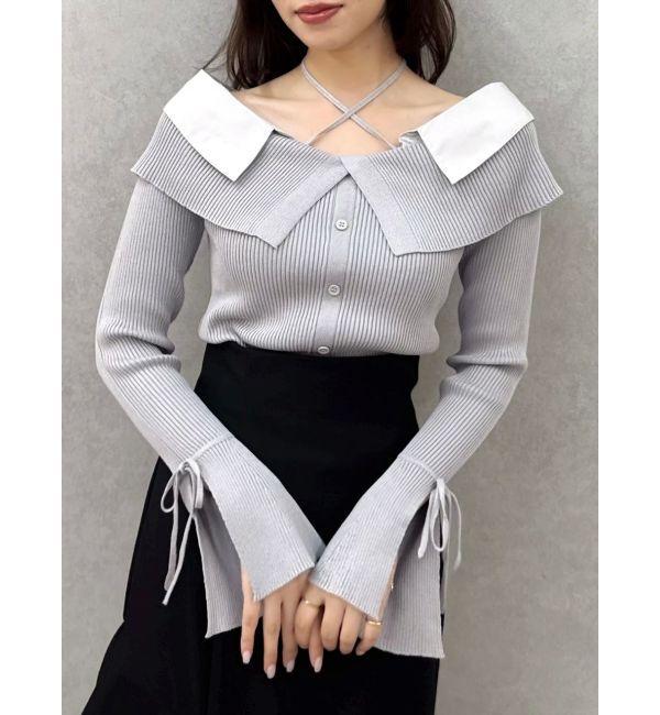 dazzlin「2WAYシャツドッキングニットトップス」|ニット・セーター|グレー