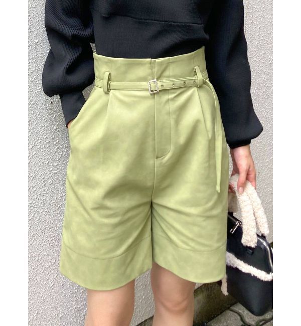 EMODA「トラペーズハイウエストパンツ」|その他|カーキ