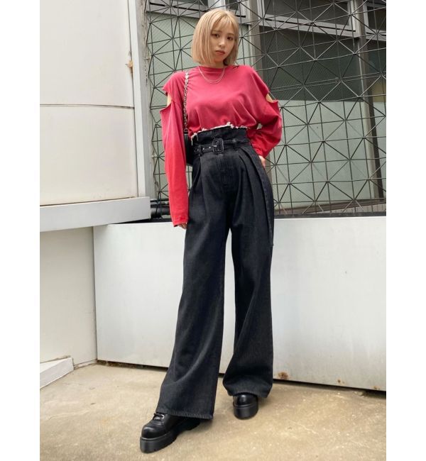 EMODA「タックハイウエストルーズジーンズ」|デニム|